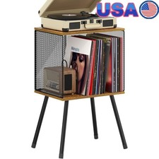 Vinyl Record Storage Table Mid Century 2 Tier Stand Adjustable Divider Multi Use