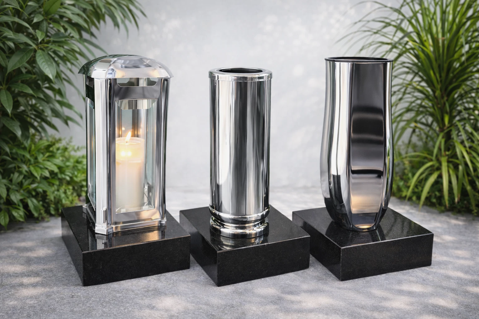 Stainless steel grave lantern vase grave lamp grave light grave light base granite Black