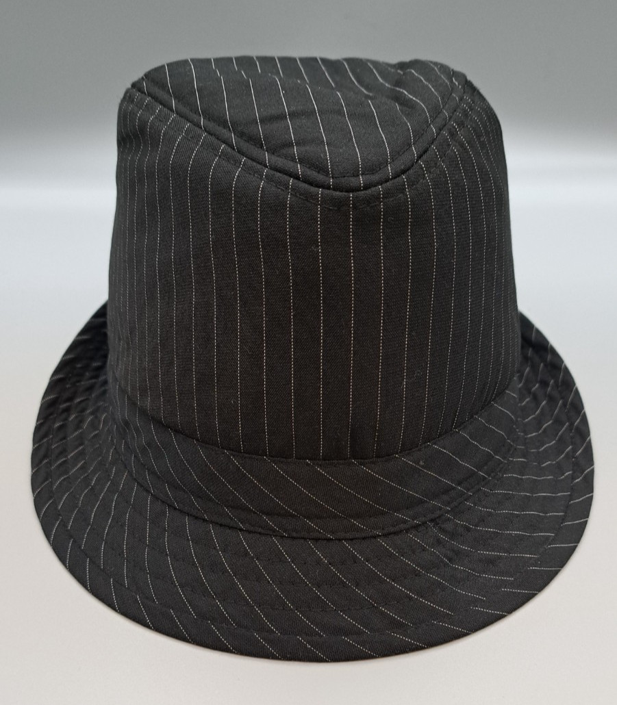 Black Pinstripe Lightweight Fedora Hat Adult size M/L lined pre-owned