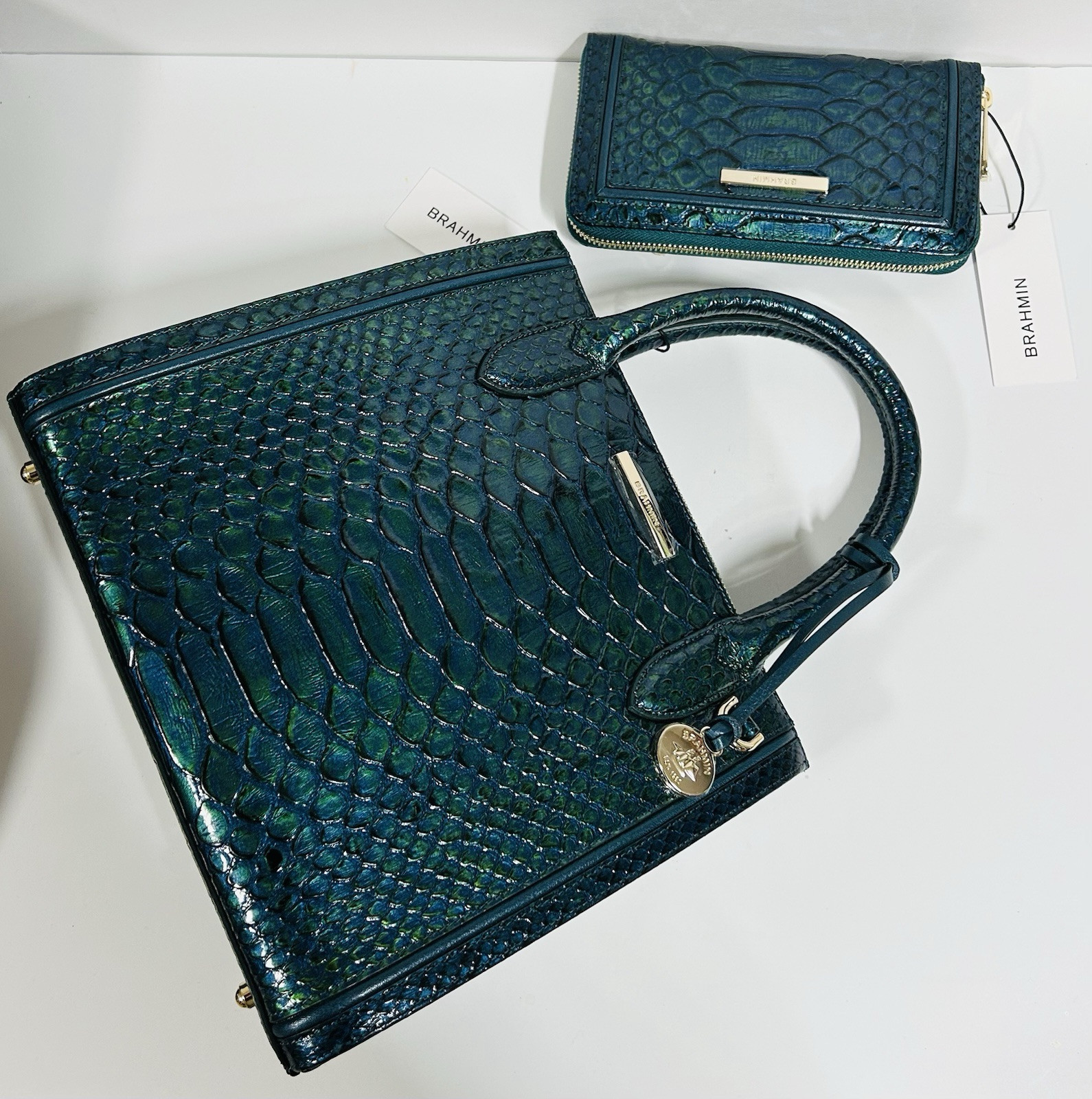 Brahmin Small Caroline Evergreen Kalopsia Leather Satchel & Suri Wallet ---NWT image 6