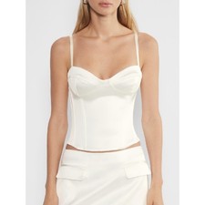 Aritzia Wilfred 2 Dazzle Satin Bustier Light Birch Coquette Preppy Angel