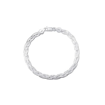 Women's Sterling Silver Braided Herringbone Chain Bracelet 925 Silver Jewelry