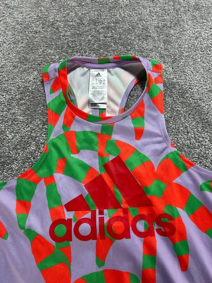 Camiseta sin mangas Adidas X Farm Rio para mujer grande con logotipo multicolor palmeras espalda dividida Foto 3 de 4