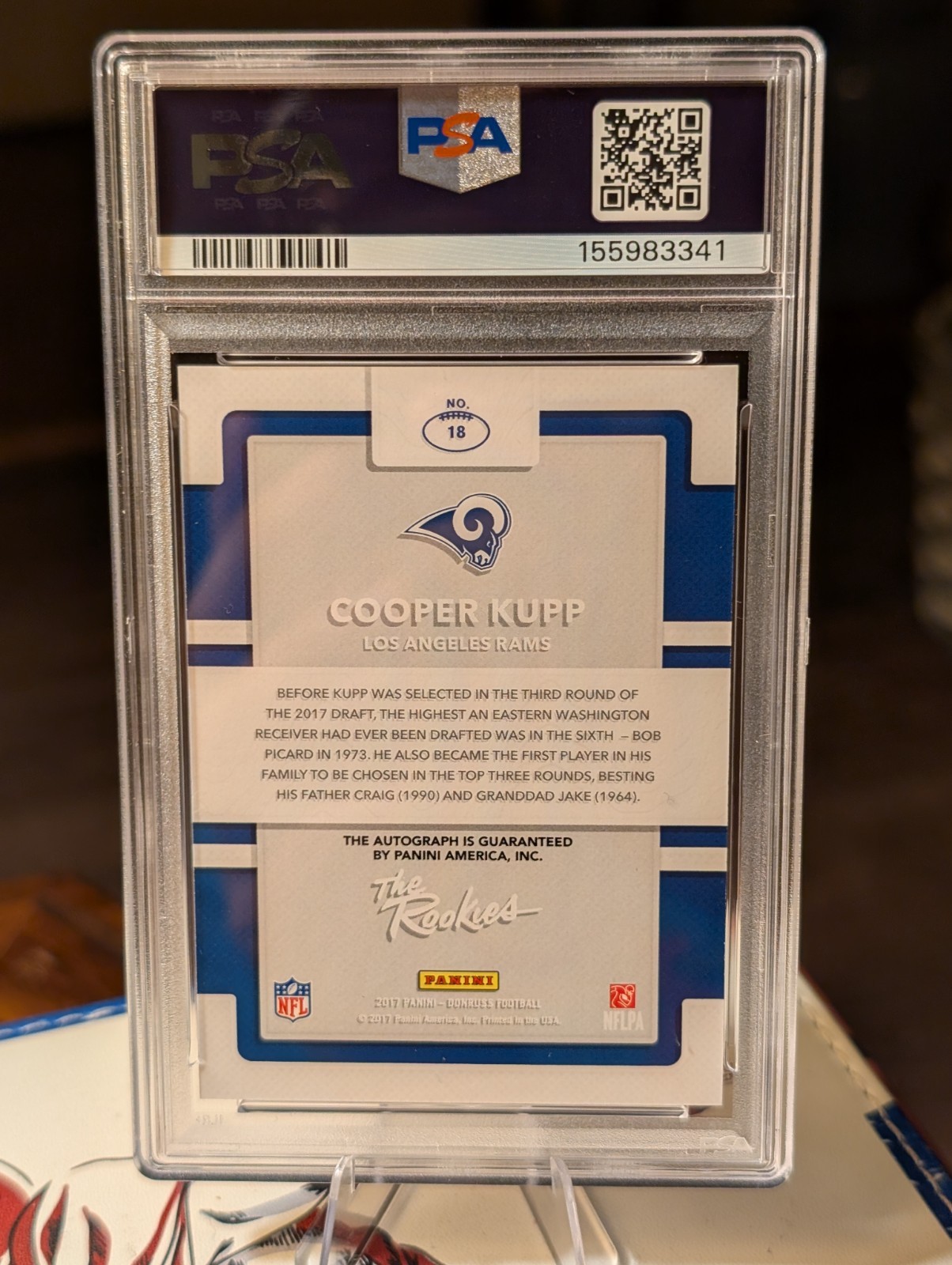 2017 Donruss 🏈 The Rookies Cooper Kupp #18 [Auto, #485/499] PSA 9 MINT view 2