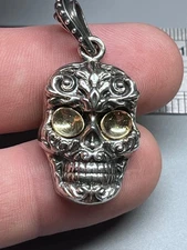 King Baby Studio Sterling Silver SKULL Pendant 2"
