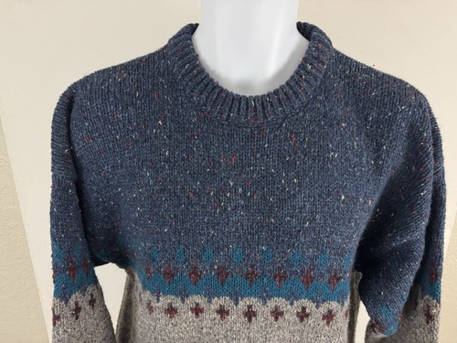 Brian MacNeil Vintage Wool Blend Navy/Gray Fleck Pullover Crewneck Sweater Sz L - Picture 2 of 7