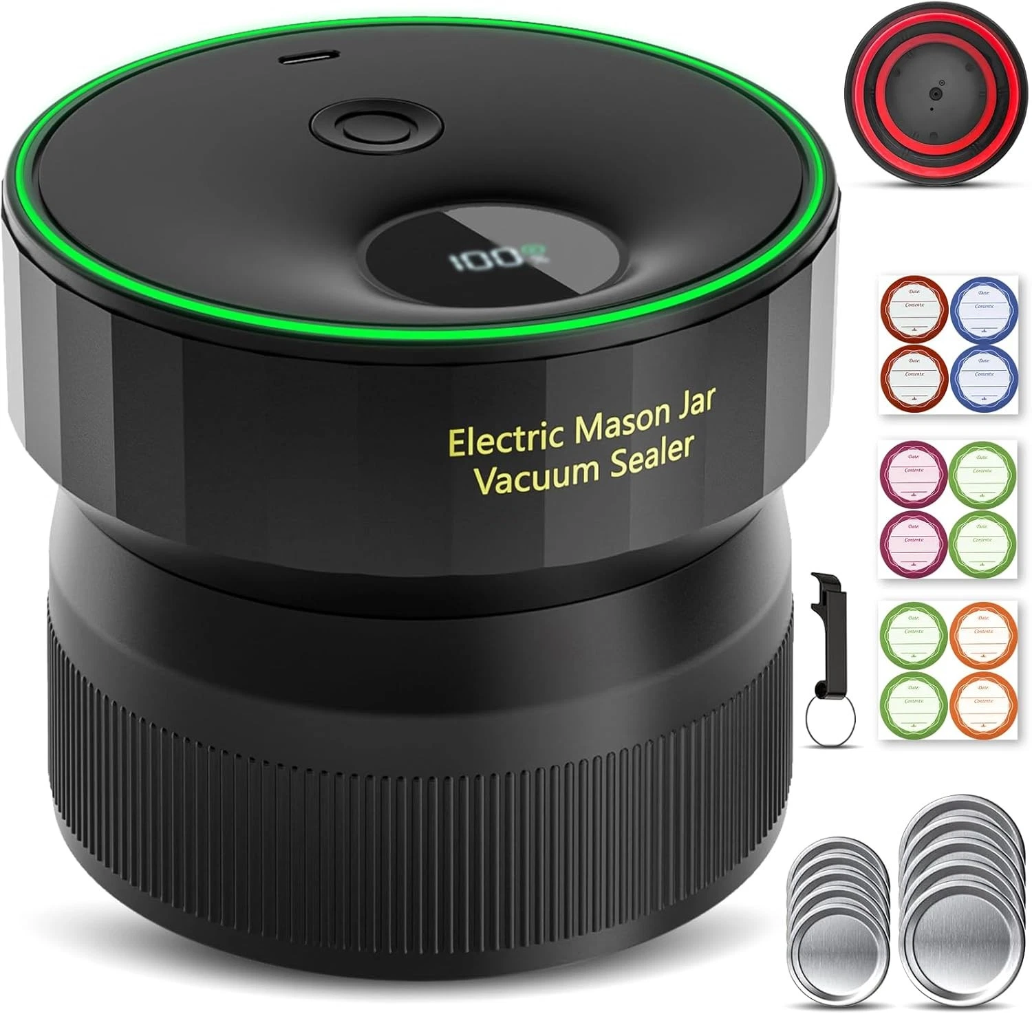 2026 Upgraded Mason Jar Vacuum Sealer Electric Vacuum Sealer Regular Mouth &