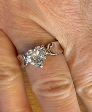 Sterling Silver Heart Shaped Cubic Zirconia Solitaire Ring Size 8