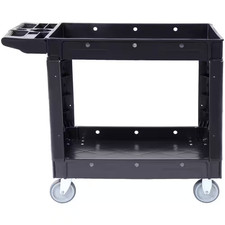 Utility Service Cart, 2 Shelf 550 Lbs. Heavy Duty Plastic Rolling Utility Cart w