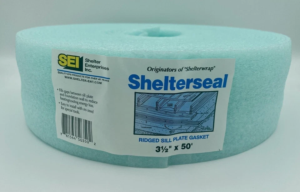Shelterseal Rigged Sill Plate Gasket, Sill Seal, Aqua (3 1/2" x50') - Image 2 of 4