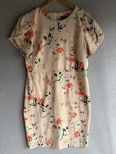 Ann Taylor Dress Womens 14 Peach Floral Feminine Garden Romantic Sheath NWT