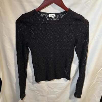 Cotton On Womens Black Lace Long Sleeve Top Layering Whimsygoth Y2K Grunge S