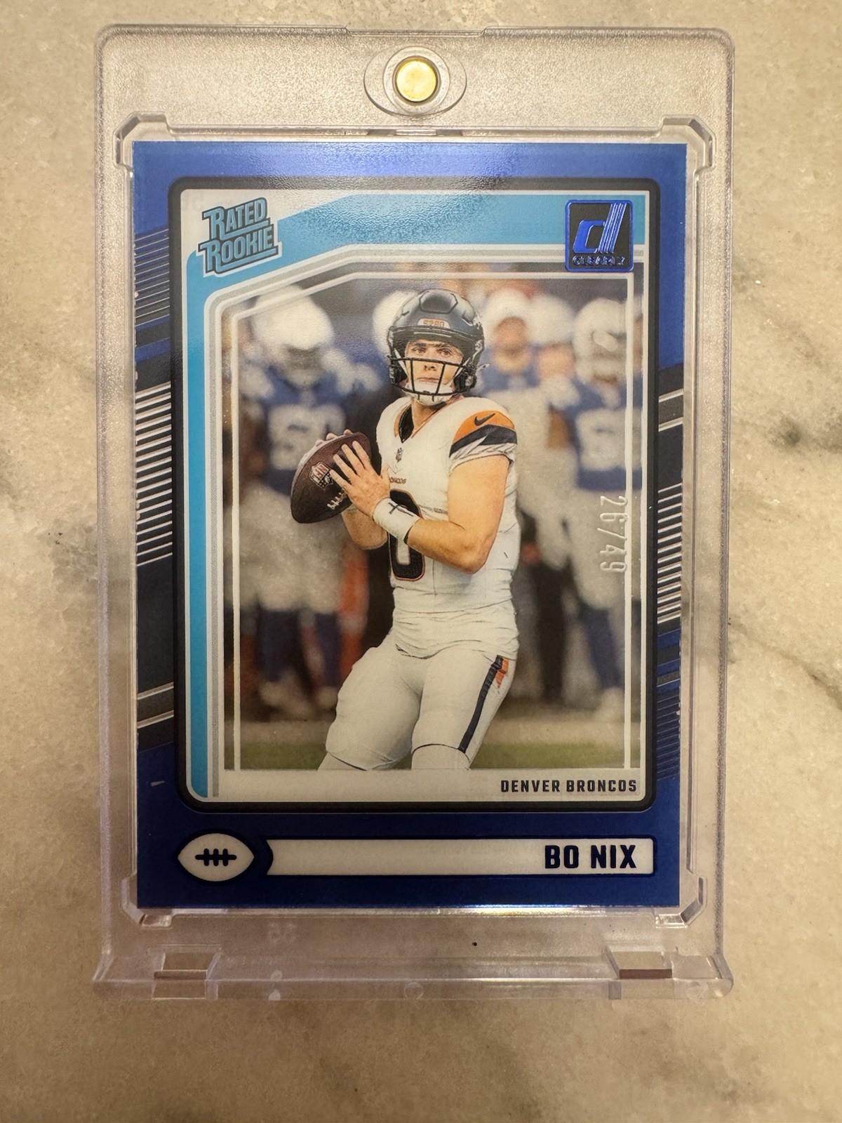 2024 Panini Clearly Donruss Bo Nix Blue Rated Rookie #/49 Broncos
