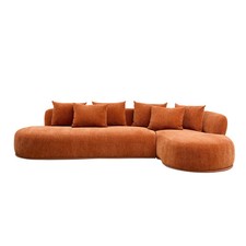 Orange Oversized L-Shape Sectional Sofa with Right Chaise Deep Seat