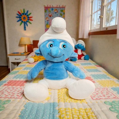 Build a Bear Smurf Movie Plush Clumsy Blue White 18 In Stuffed Animal 2011