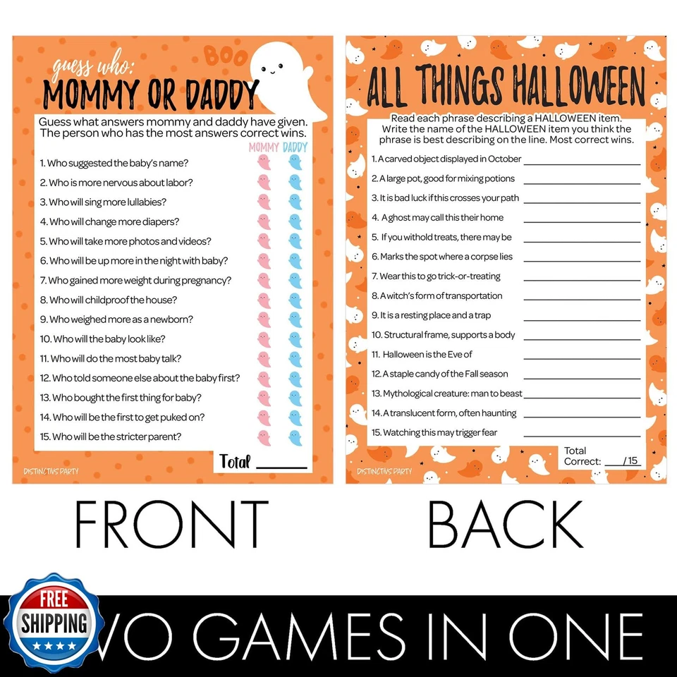 Orange Little Boo is Almost Due Halloween Baby Shower Juegos - Adivina quién y A Foto 3 de 4