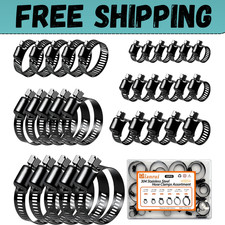 32 Pcs Black Hose Clamps Assortment Kit 142 6-51mm Hose Clamps Stainless