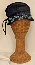 Vtg MCM 1950s LADIES HAT FELTED BEAVER FUR, BLACK w/ SEQUINS, MANIPULATES SHAPE
