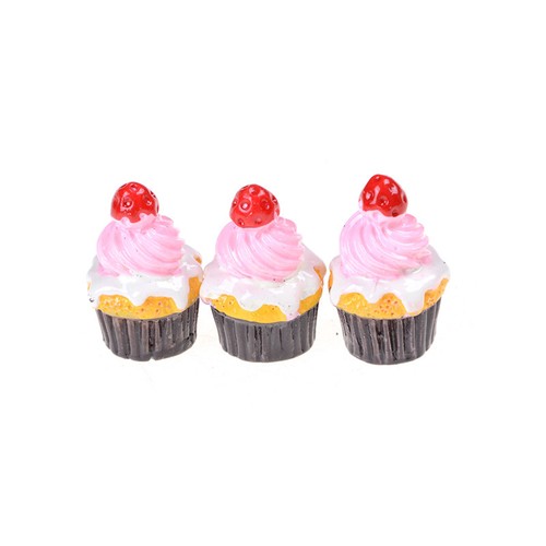 3Pcs Strawberry Cakes Miniature Food Models Dollhouse Accessories FEQ*tz-mx