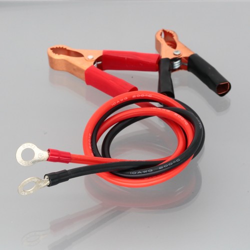 80 mm clip de cocodrilo a 8 mm lengüetas de anillo terminales batería aislada cable de 2 pies 10 AWG - Imagen 2 de 6