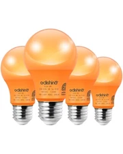 EDISHINE 4 Pack Orange Light Bulbs, A19 9W LED Bulbs for Halloween Front Porch