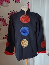 Kim Lai Vintage Crepe Fabric Silk Oriental Dressy Jacket Size S 36"