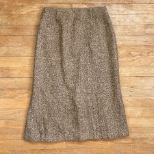 Vintage Boucle Tweed Skirt Size XS 25" Waist Y2K Herringbone Wool Blend Beige