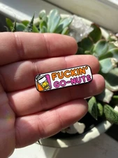 F!@#$ Go Nuts Funny Lapel Pin, Gifts For Caffeine Lovers, Dunkin Donuts Parody