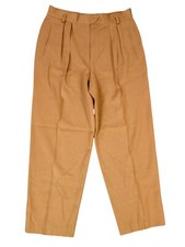 Vintage 80s 90s Escada Womens Wool Pleated Trousers Size 44 Camel Brown Tapered