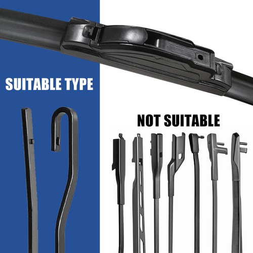 Black Front Windshield Wiper Blades For Buick Century 1998-2005 2004 J/U Hook - Foto 8 di 9