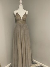 Beautiful V Neck Beige Prom Dress 