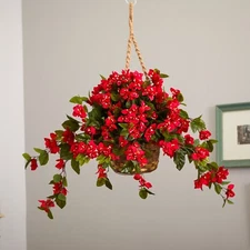 28” Bougainvillea Artificial Hanging Basket UV (Indoor/Outdoor) Home Decor.