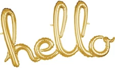 39" Anagram Gold Hello 3D Script Foil Balloon Party Supplies