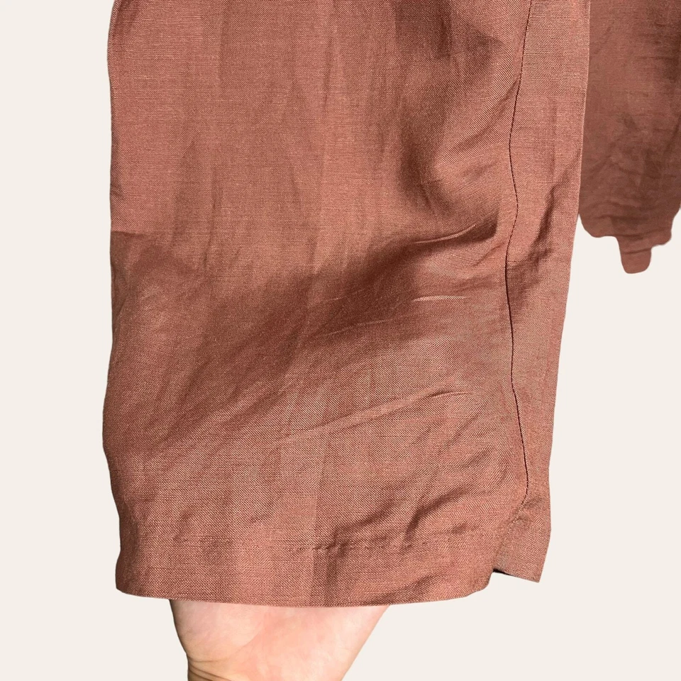 Pantalones H by Halston Nuevos Mezcla de Lino Pierna Ancha en Adobe Talla 2 Petite Foto 4 de 4