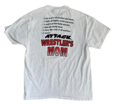 Vintage Attack Wrestler Mom Funny T-Shirt Size Large White