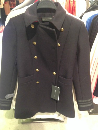 ZARA Militar Lana Corta Abrigo Azul Marino S Ref. 7679/744 | eBay