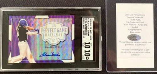 Blaze Jordan Purple Wave Proof 1/1 Auto SGC 10 w 10 Auto 2019 Leaf One of One - Picture 2 of 7
