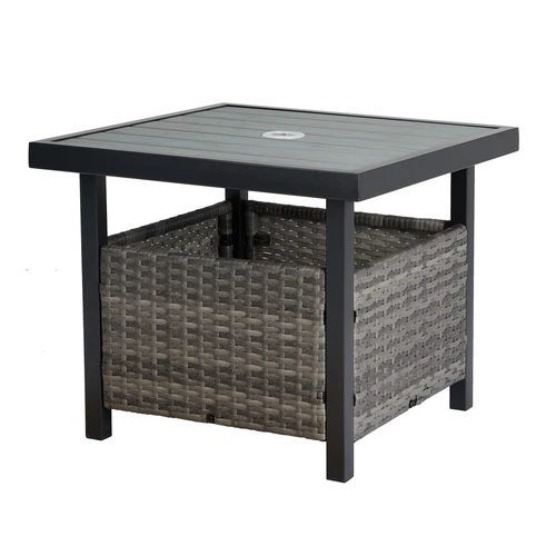 Rattan Wicker Steel Umbrella Side Table Outdoor Furniture Deck Garden Patio- - Picture 12 of 19