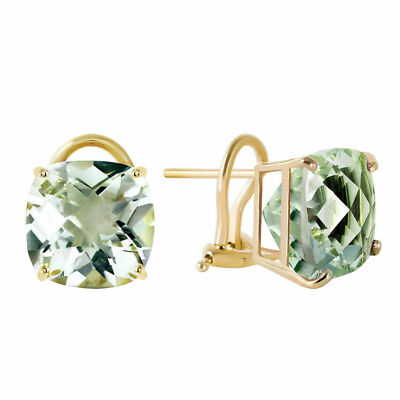 10K Solid Gold Natürliches Grün Amethyst French Clips Ohrringe Weihnachten Gift
