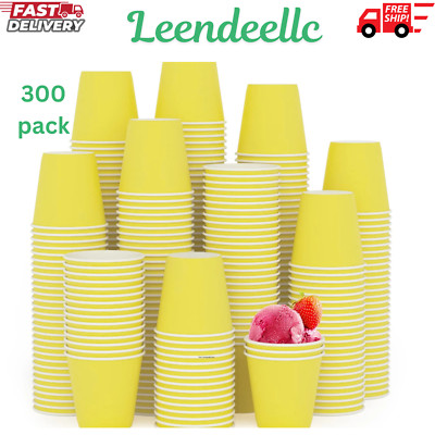 300Pack 3oz Small Paper Cups, Disposable Yellow Bathroom Cups, Mouthwash Cups