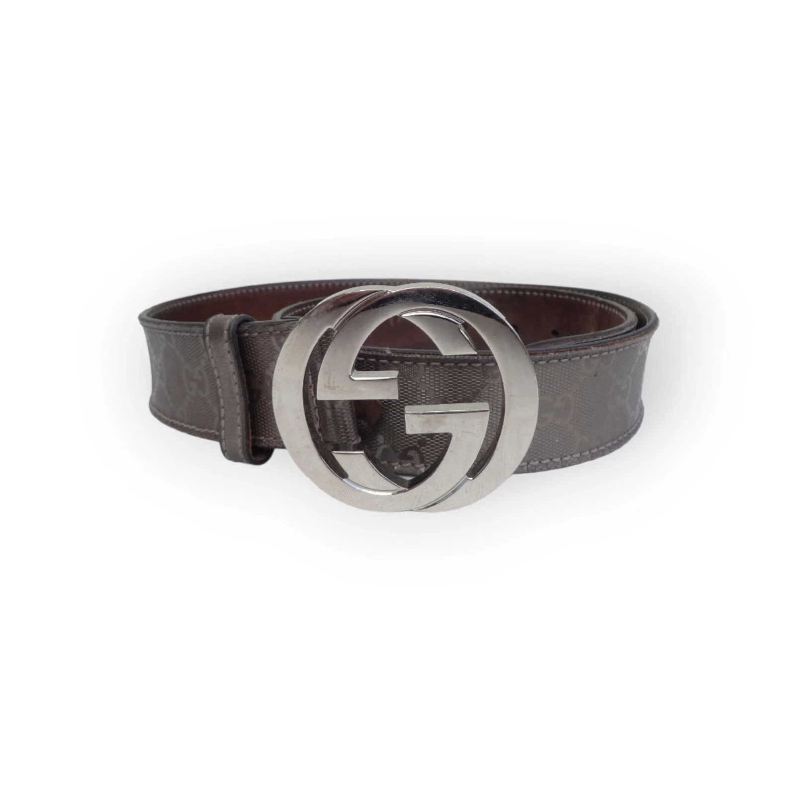 Monogramme argent authentique ceinture Gucci imprimé taille 34