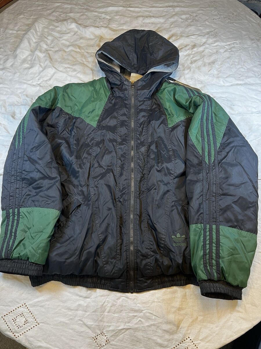 VTG 90s Adidas Big Trefoil Logo Quilted Hooded Coat Jacket VTG 90s Adidas Big Trefoil Logo Quilted Hooded Coat Jacket