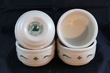 Longaberger Set of Four Heritage Green Pottery Custard Cup Dishes MADE IN USA !!