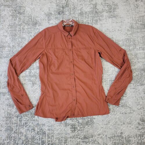 Arcteryx Shirt Womens Medium Rust Red Button Up Roll Tab Long Sleeve Nylon
