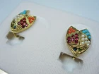 D'Orlan Gold Plated Clip Earring with Swarovski Crystals and Sandstones 1620