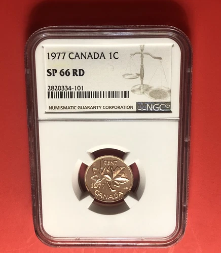 1977-CANADA-1 CENT COIN,GRADED BY NGC SP66 RD …….DEAL