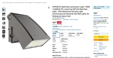 HYPERLITE Wall Pack Led Exterior Light: 100W 13,000LM IP65 Waterproof Security