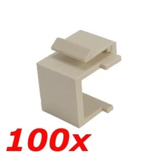100 - Pack Keystone Blank Insert Modular Snap-In Wall Plate Cover Filler Ivory