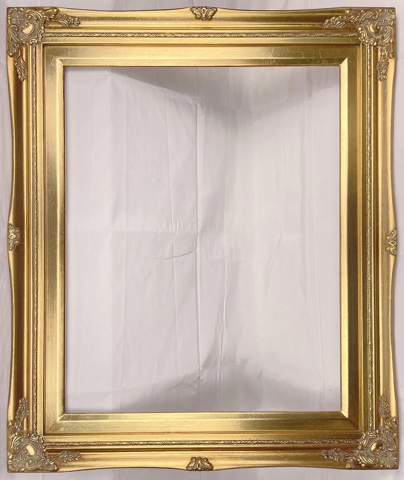 Antique Gold Ornate Baroque Wood Picture Frame Gold Liner 3" Wide - Image 2 of 4