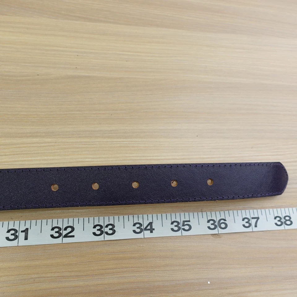 Vintage Black Leather Dress Belt Womens 14 32 80 S Stainless Steel Buckle Retro - Image 3 of 4